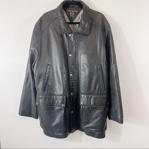 Tommy Hilfiger Black Leather Coat/Jacket, XL